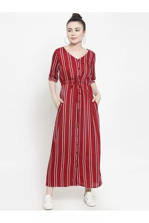 Color Cocktail Women Maroon & White Maxi Dress