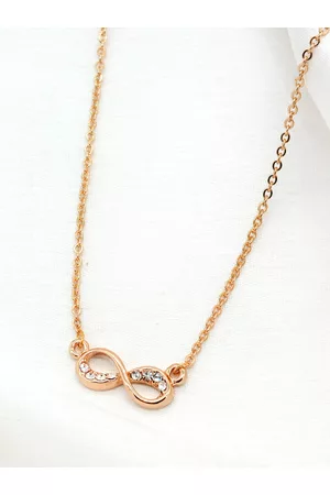 Joker & Witch Rose Gold Alloy Rhinestones Studded Infinity Necklace