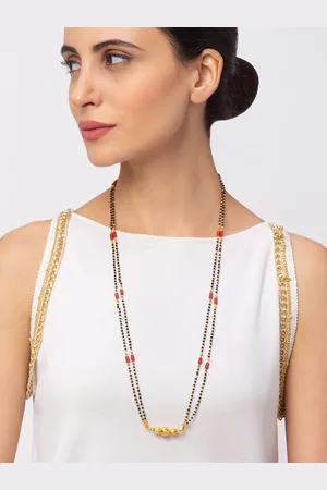 Digital Dress Room Gold-Plated Black & Red Beaded Mangalsutra