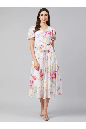 marie claire Women Multicoloured Printed Fit and Flare Dress