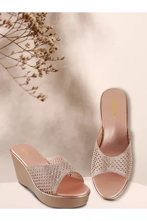 Metro Gold-Toned Embellished Wedge Sandals
