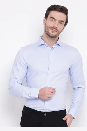 HARSAM Men Blue Slim Fit Solid Formal Shirt