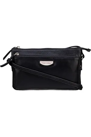 MAI SOLI Women Black Solid Leather Sling Bag