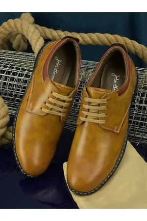 John Karsun Men Tan Textured Derbys