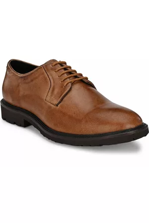 CARLO ROMANO Men Tan Brown Solid Leather Derbys