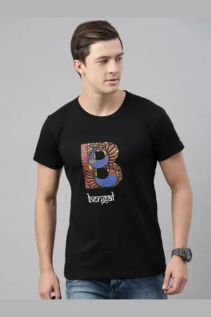 BRATMA Men Black MADHUBANI Printed Round Neck T-shirt