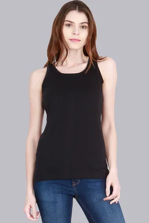 Fleximaa Women Black Solid T-shirt