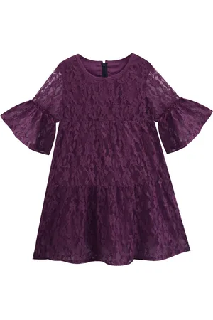 A.T.U.N. A T U N Girls Purple Lace A-Line Dress