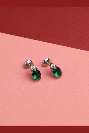 CLARA Silver-Toned Contemporary Studs Earrings