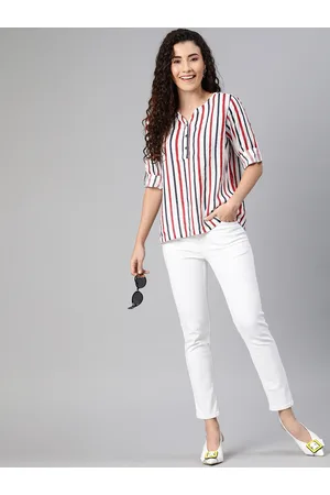 HERE&NOW White Striped Shirt Style Top