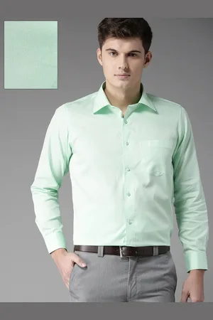 DENNISON Men Green Regular Fit Solid Formal Shirt