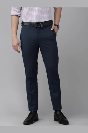 Buy Arrow Navy Blue Regular Fit Checks Trousers for Mens Online @ Tata CLiQ