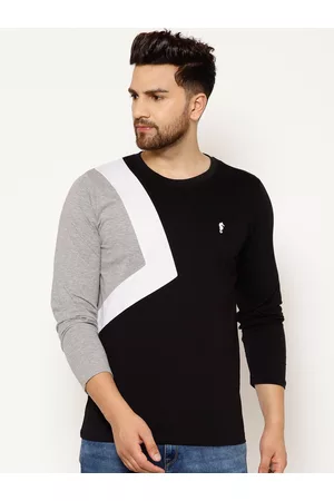 EPPE Men Grey & Black Colourblocked Round Neck T-shirt