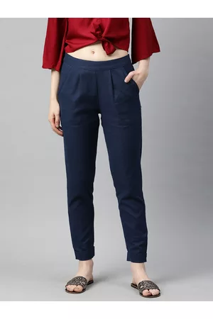 Jaipur Women Navy Blue Trousers
