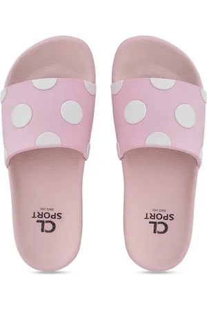Carlton London Women Pink & White Printed Sliders