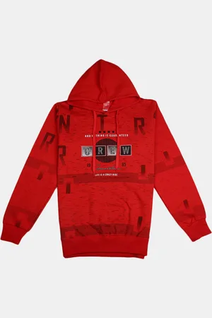 V-Mart Boys Red Typography Printed Cotton T-shirt