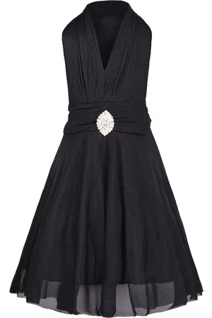 Aarika Girls Black Self-Design A-Line Dress