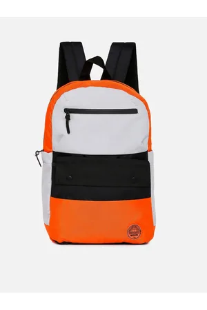 SPYKAR Men Orange & Black Colourblocked Polyester Backpack