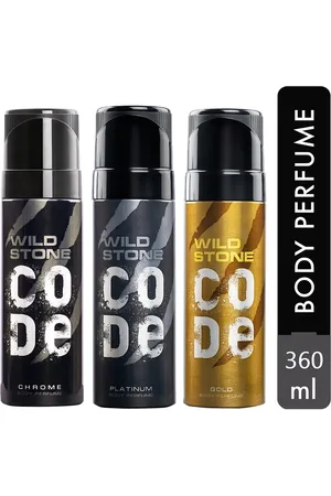 Wild Stone Men Set Of 3 Code Gold & Platinum & Chrome Body Sprays 360ml