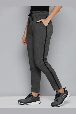 HRX Women Charcoal Heather Striped Track Pants