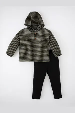 DeFacto Boys Khaki & Black Pure Cotton Checked Shirt with Pyjamas