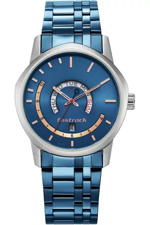 Fastrack Men Brass Dial & Stainless Steel Bracelet Style Straps Analogue Watch 3279KM01