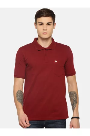 dollar Men Maroon Solid Polo Collar T-shirt