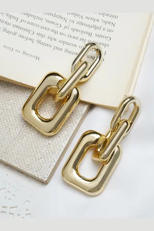 Joker & Witch Gold-Toned Contemporary Drop Earrings