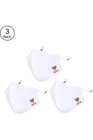Masq Unisex Pack Of 3 White Solid 4-Ply Reusable Pure Cotton Mask