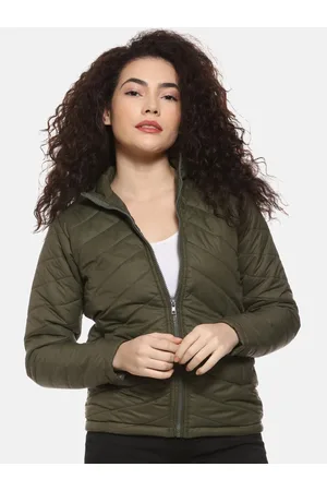 Campus Women Olive Green Padded Jacket