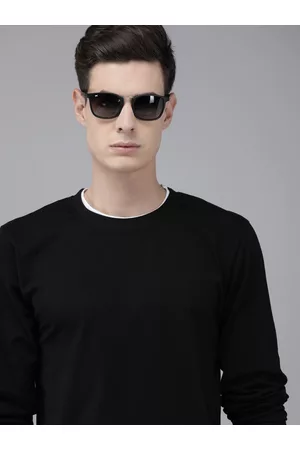 The Dry State Men Black Solid Round Neck Pure Cotton T-shirt