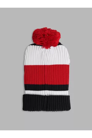 Elle Girls White & Red Colourblocked Beanie