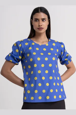 FableStreet Women Blue & Yellow Print Top