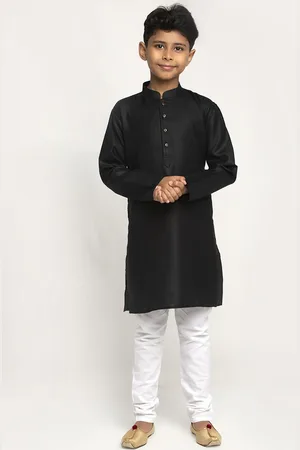 Kraft Boys Black & White Cotton Kurta with Pyjama