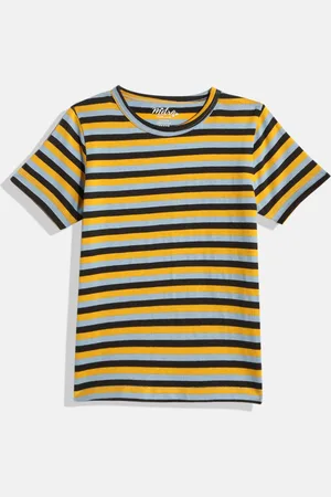 METRO KIDS COMPANY Boys Yellow & Black Striped T-shirt