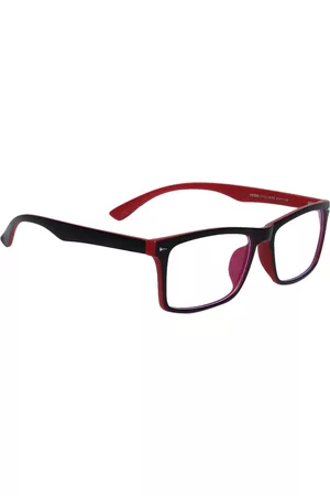 Peter Jones Eyewear Unisex Black & Red Full Rim Rectangle Blue Light Blocking Glasses