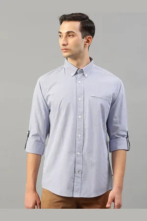 Matinique Men Blue & Off-White Slim Fit Striped Casual Shirt