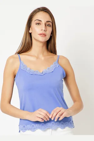 Miss Chase Women Blue Solid Tank Top