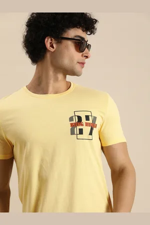 Being Human Men Yellow Pure Cotton T-shirt with Printed Detailing