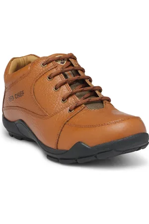 Red Chief Men Tan Brown Leather Sneakers