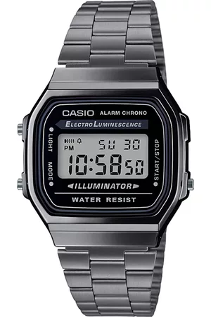 Casio Vintage A168WGG-1ADF Black Digital Dial Black Stainless Steel Band D181