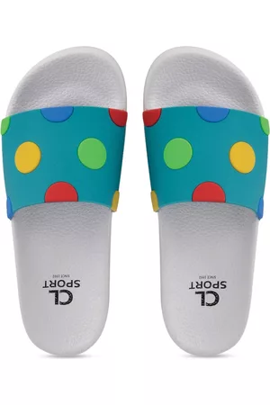 Carlton London Women Green & White Printed Sliders
