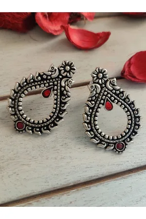 Binnis Wardrobe Red Contemporary Studs Earrings