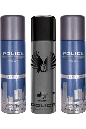 Police Men Set of 3 Deodorants - 2 Light Blue + Titanium Wings - 200 ml Each