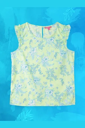 Biba Green Floral Print Pure Cotton Top