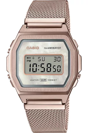 Casio Vintage A1000MCG-9EF Rose Gold Digital Dial Rose Gold Stainless Steel Mesh Band D195