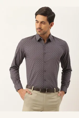 SOJANYA Men Grey Classic Fit Printed Formal Shirt