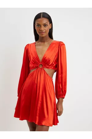 Dorothy Perkins Orange Solid Cut-Out A-Line Mini Dress