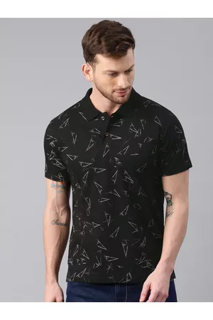 Kryptic Men Geometric Printed Polo Collar Pure Cotton T-shirt