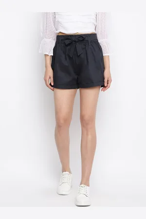 Mayra Women Navy Blue Cotton Shorts